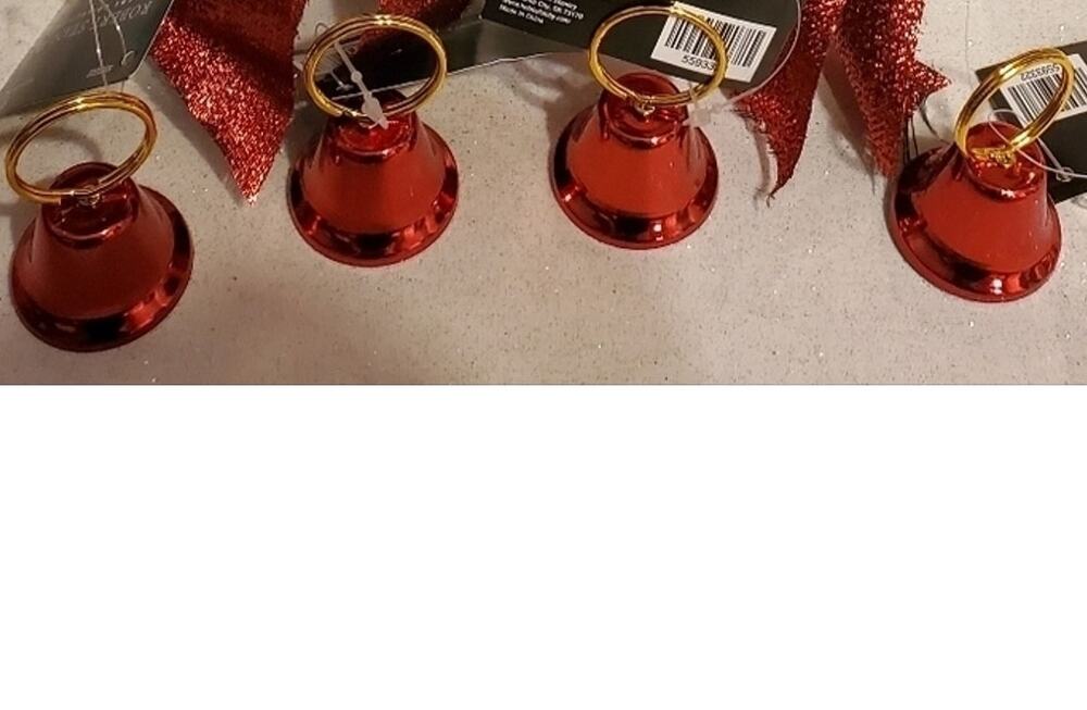 Set of 4 - Christmas Holiday Red Bell name tag holder